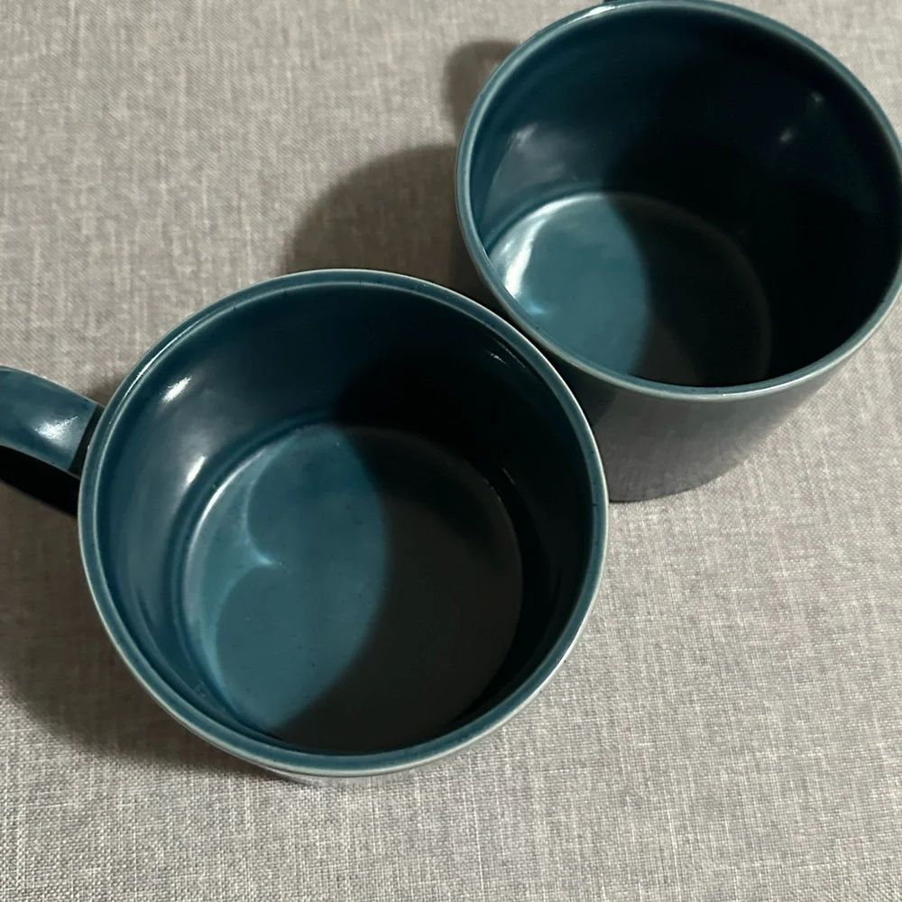 Pier 1 Imports Stoneware Large Mugs Teal Set of 2